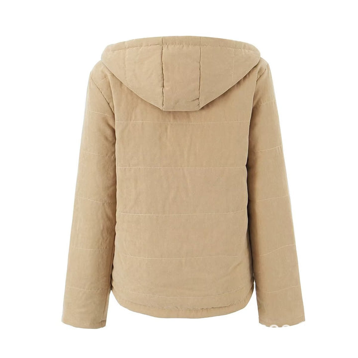 Women's quilted hooded jacket with cozy teddy lining, concealed zipper and flap pockets Mune Fashion