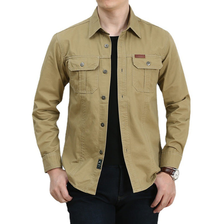 Men's Cotton Utility Overshirt with Chest Patch Pockets and Reinforced Seams Mune Fashion