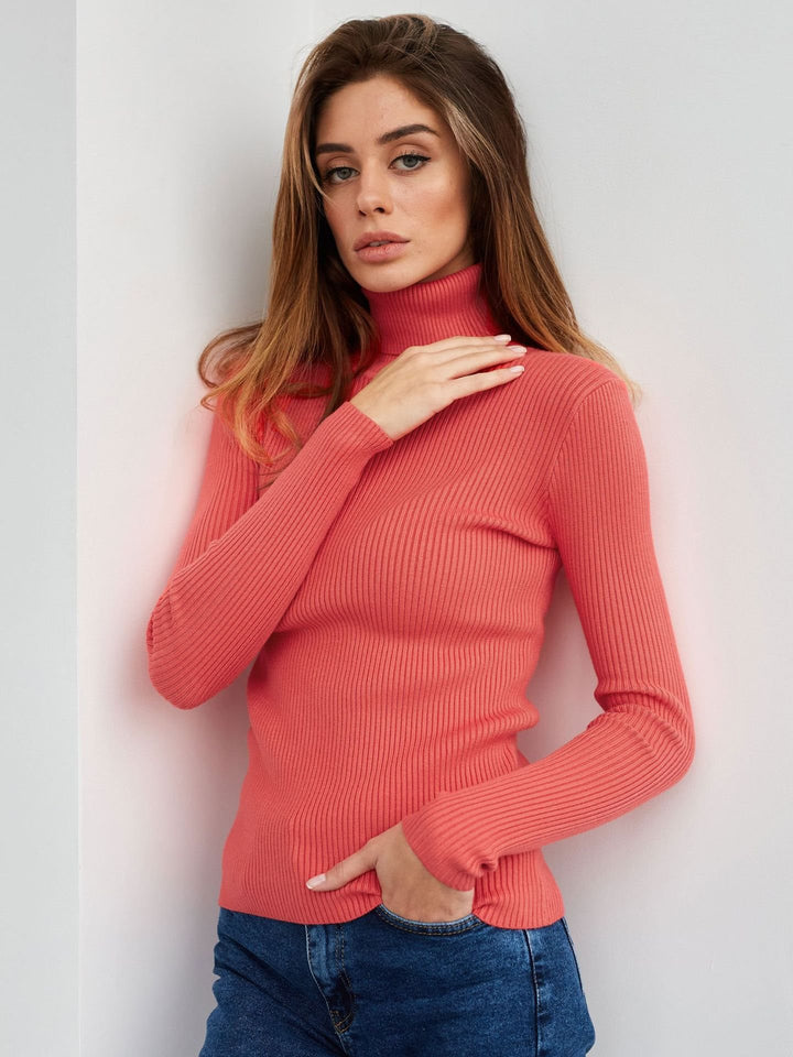 Women's Figure-Hugging Ribbed Roll Neck Sweater Mune Fashion