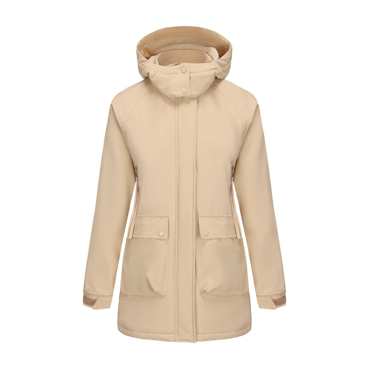 Women's lightweight hooded parka with concealed two-way zipper and patch pockets Mune Fashion