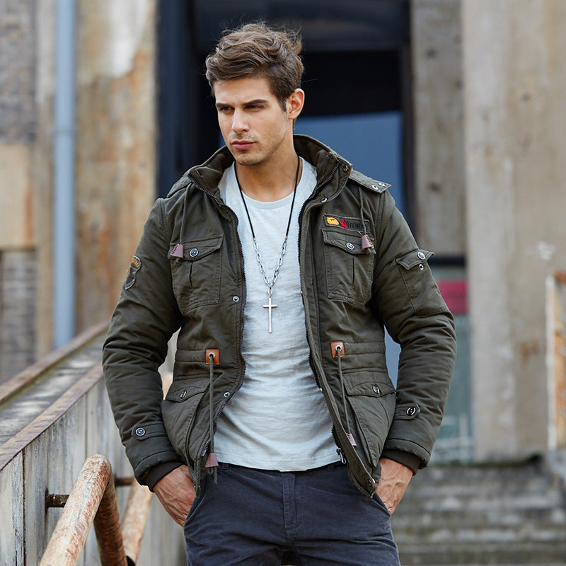 Men's Robustly Crafted Field Jacket with Hood Drawstring and Multi-Pockets Mune Fashion