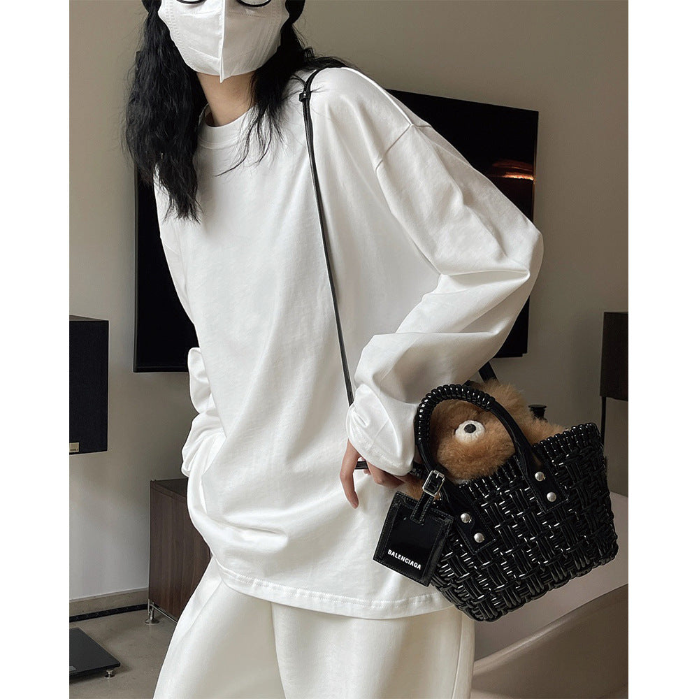 Women Loose Long Sleeve in Oversized Style made of Cotton Jersey with Extended Hem Mune Fashion