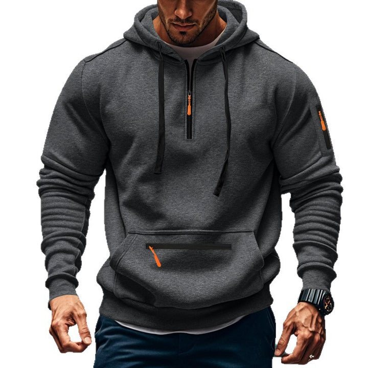 Men's nan technical half-zip hoodie with kangaroo pocket, sleeve pocket and zipper details Mune Fashion