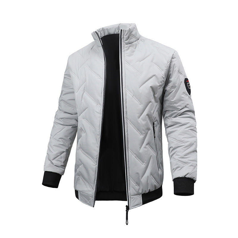 Men's Lightweight Padded Jacket with High Collar and Practical Zipper Mune Fashion