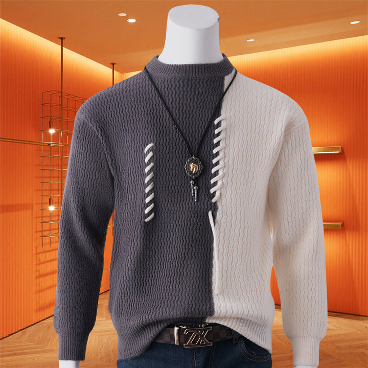 Men's Half-Split Knit Sweater with Decorative Cord Detail Mune Fashion