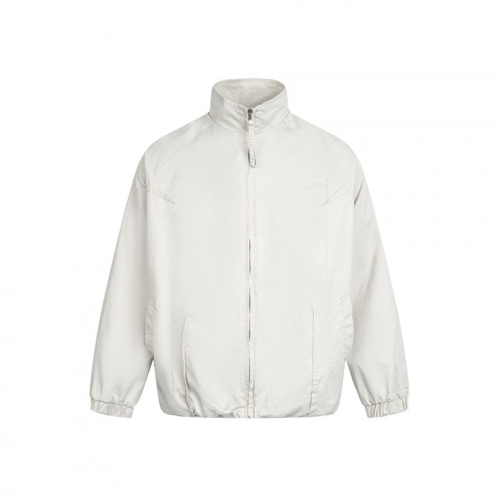 Men's Minimalist Nylon Bomber Jacket with Stand Collar, Raglan Sleeves and Gathered Hem Mune Fashion