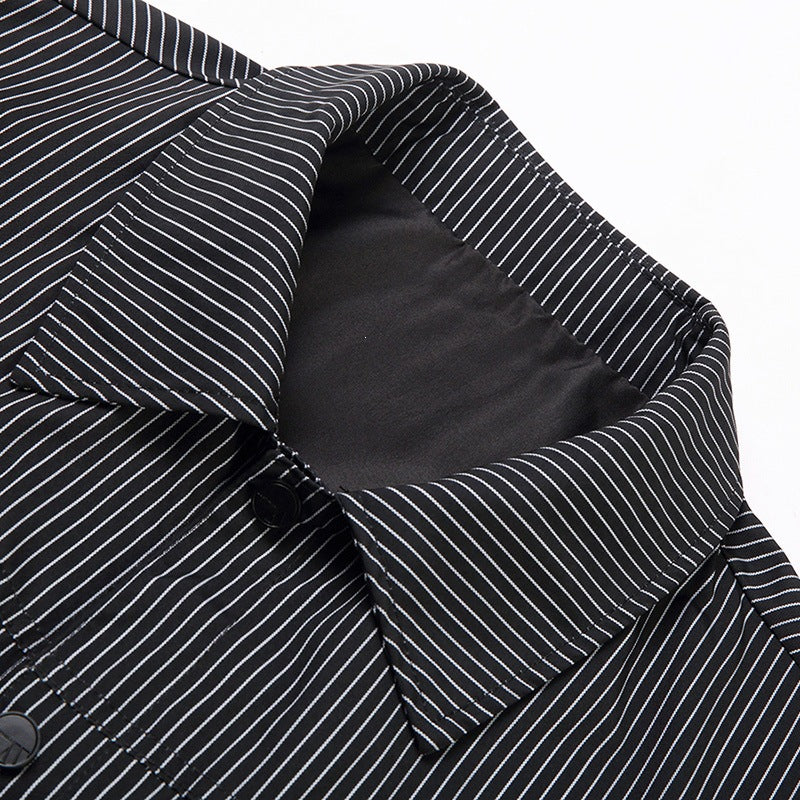 Men Striped Shirt Jacket Mune Fashion