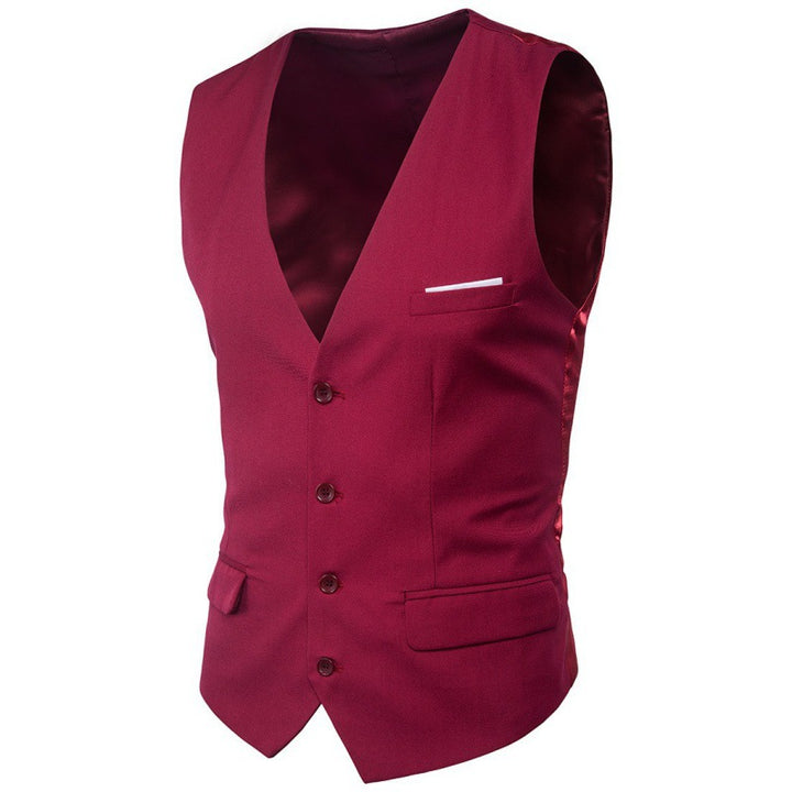 Men's nan formal suit waistcoat with deep V-neck satin back and flap pockets Mune Fashion