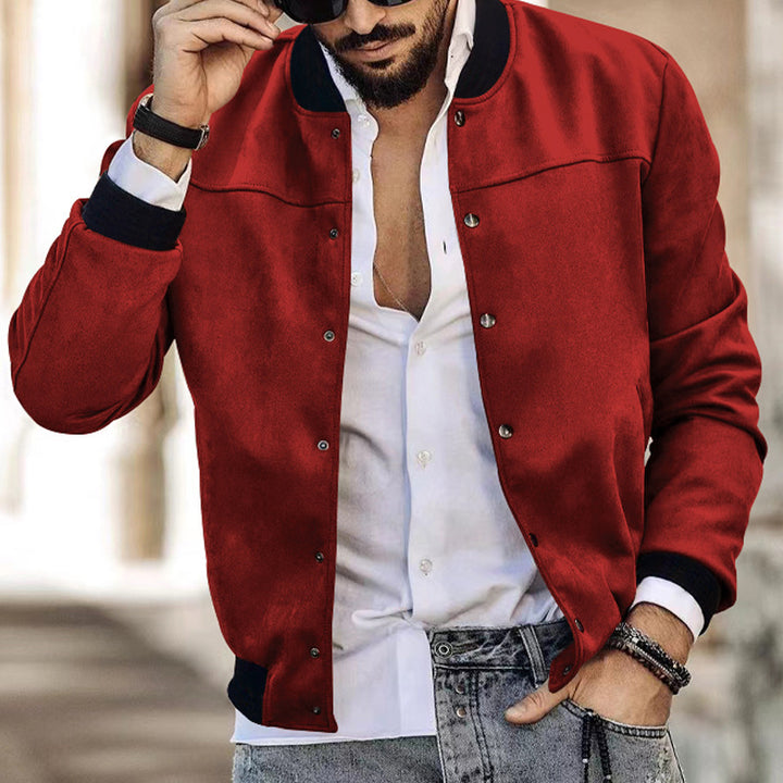 Men's bomber jacket in suede look with snap button closure and arm pocket Mune Fashion
