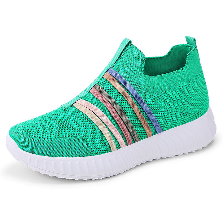 Women's lightweight knitted slip-on sneakers with elastic decorative bands and cushioning EVA outsole Mune Fashion