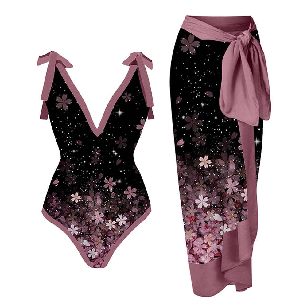 Women's Swimwear Set with Stylish Wrap Skirt Mune Fashion