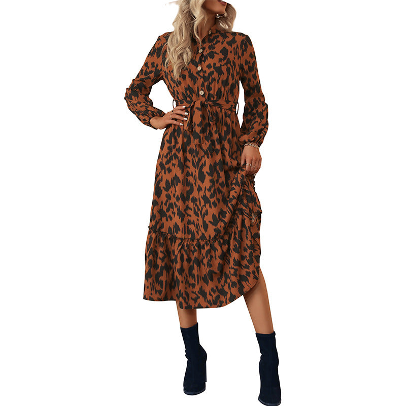 Women's Midi Dress with Belt and Floral Accents Mune Fashion