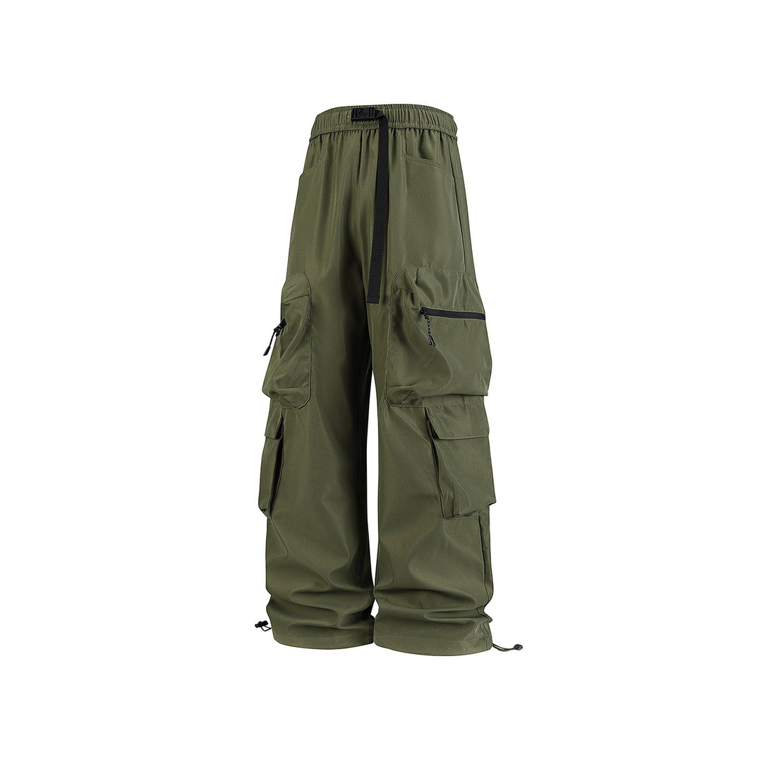 Herren Breite Cargo-Hose im Utility-Design mit elastischem Bund, integrierter Gurt und multifunktionalen Taschen Mune Fashion