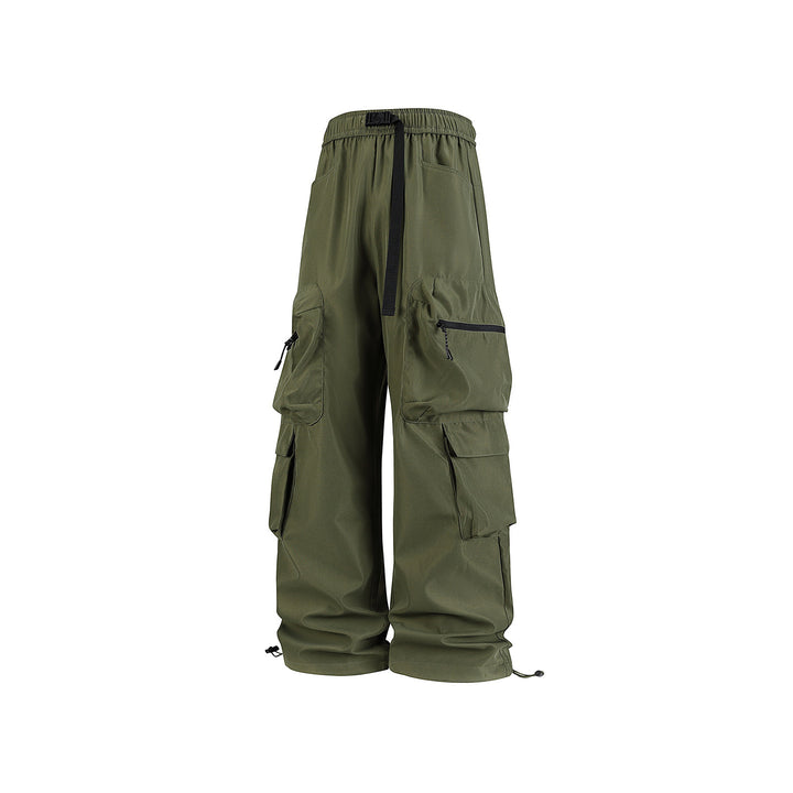 Herren Breite Cargo-Hose im Utility-Design mit elastischem Bund, integrierter Gurt und multifunktionalen Taschen Mune Fashion