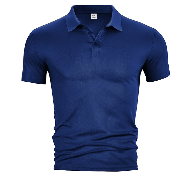 Men's fitted short-sleeve polo shirt made of stretchy jersey with shirt collar and short button placket Mune Fashion