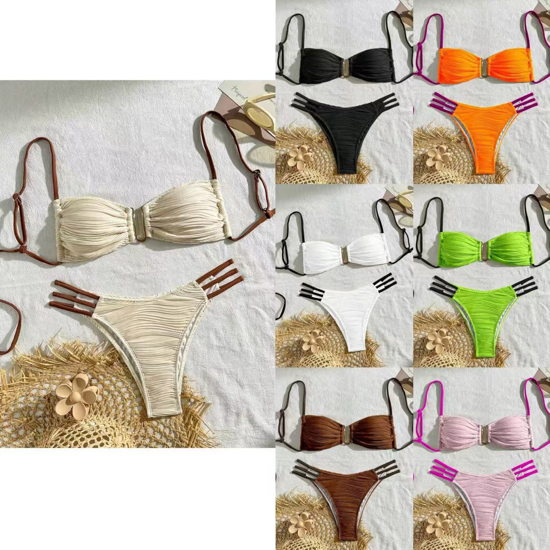 Ladies Bikini Set with sophisticated pleat design and fashionable accents Mune Fashion