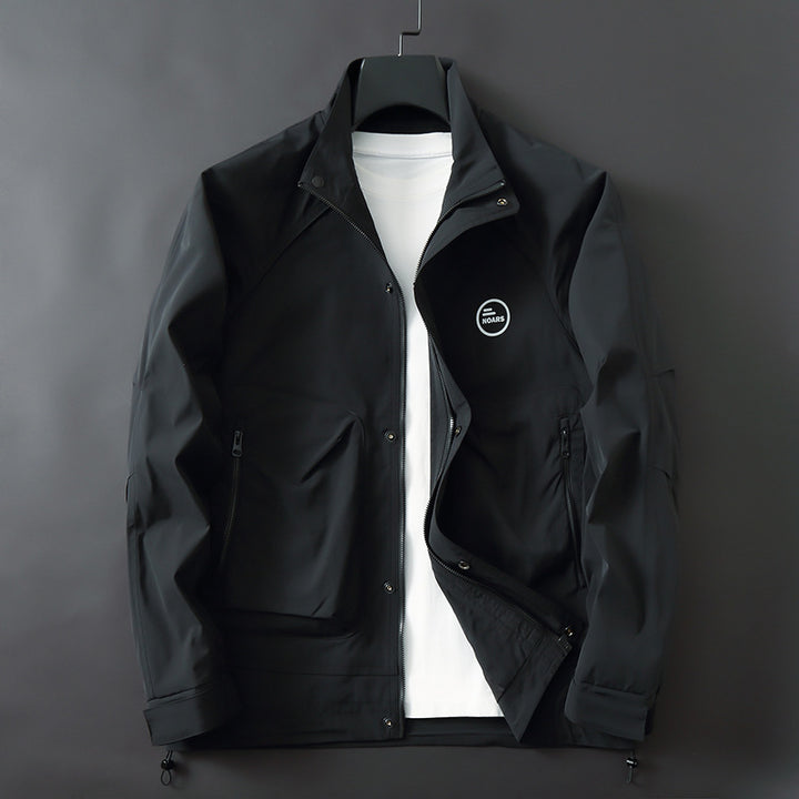 Men's Lightweight Technical Transition Jacket with Stand-Up Collar, Zipper, and Multifunction Pockets Mune Fashion