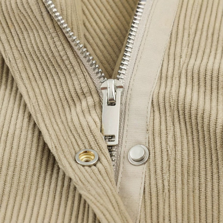 Women’s corduroy short jacket with fitted belt and snap button placket Mune Fashion