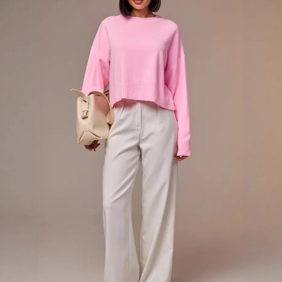 Women's Fashionable Cropped Sweater with Loose Fit