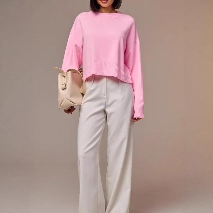Women's Fashionable Cropped Sweater with Loose Fit