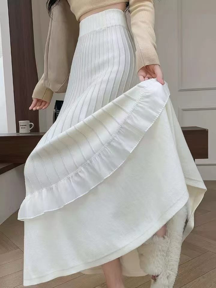Women's Elegant Maxi Skirt with Ruffle and Textured Design Mune Fashion
