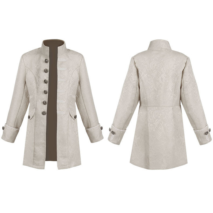 Women's tailored jacquard blazer with stand-up collar and decorative button placket Mune Fashion