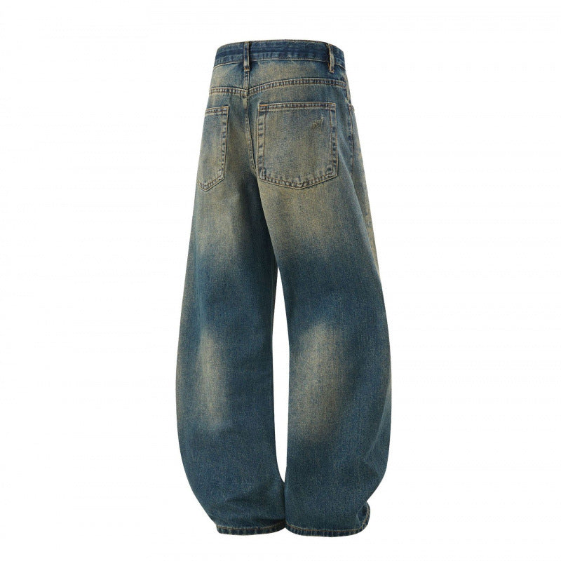 Women's Loose High-Waist Baggy Jeans with Used Wash and Distressed Details Mune Fashion