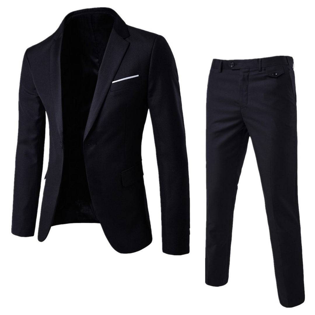 Men's Two-Piece Slim-Fit Suit Set with Tailored Blazer and Slim Suit Pants Mune Fashion