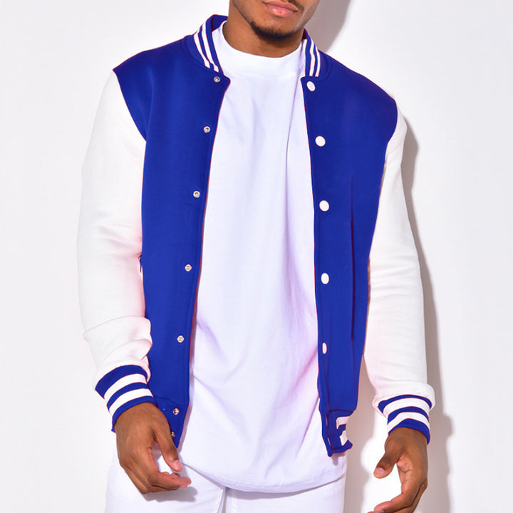 Men's Nano Retro Sports Bomber Jacket with Press Button Placket, Contrast Sleeves and Ribbed Cuffs Mune Fashion