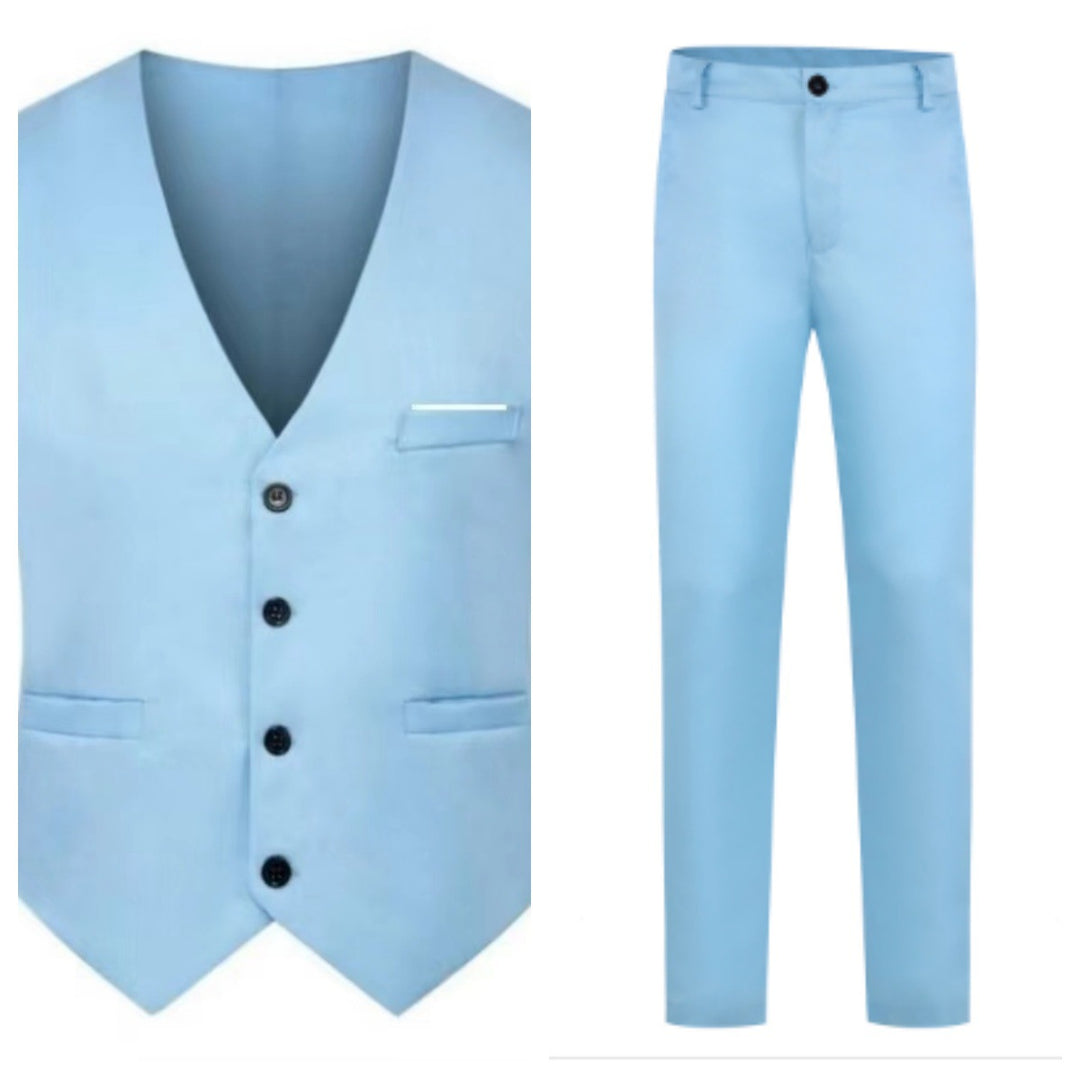 Men's elegant satin vest with V-neck and slim-fit suit trousers Mune Fashion
