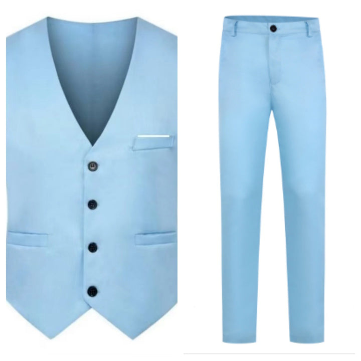 Men's elegant satin vest with V-neck and slim-fit suit trousers Mune Fashion