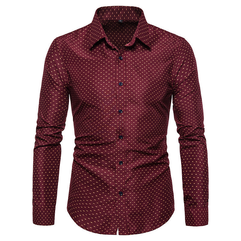 Men's patterned tailored long-sleeve shirt with Kent collar and stretch Mune Fashion