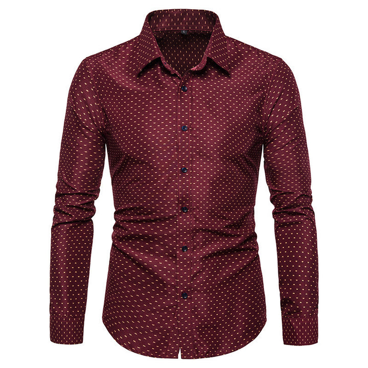 Men's patterned tailored long-sleeve shirt with Kent collar and stretch Mune Fashion