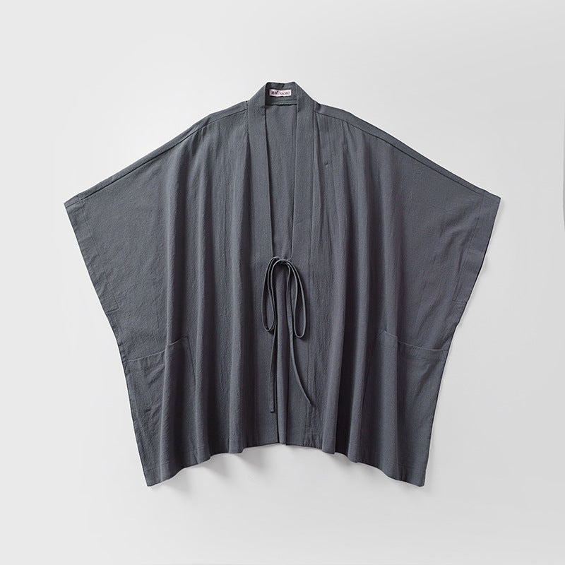 Women Oversize Kimono Cardigan with Tie Belt and Side Pockets Mune Fashion