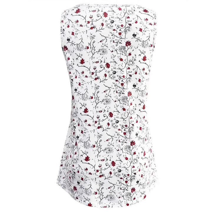 Women's casual falling A-line top with round neck, floral all-over pattern and flowing hem Mune Fashion
