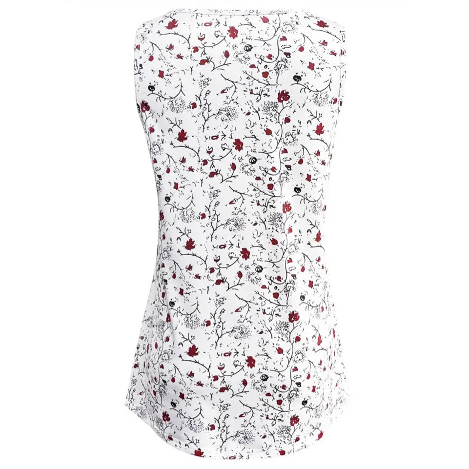 Women's falling spaghetti strap top in swing cut with fine floral pattern Mune Fashion