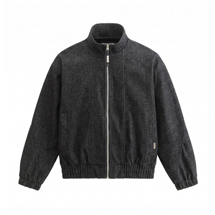 Unisex Boxy Bomber Jacket made of structured denim look with high standing collar Mune Fashion