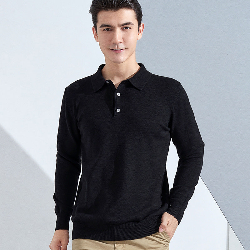 Men's fine long sleeve polo shirt made of fine knit with 3-button placket and slim fit Mune Fashion