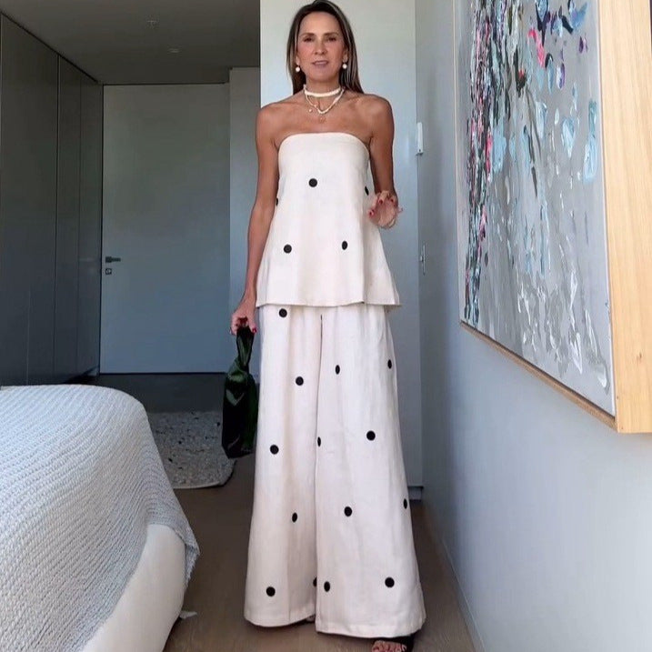 Women's two-piece bandeau set with extended top and floor-length Marlene trousers Mune Fashion