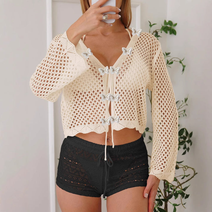 Women's airy beach cover-up with floral crochet pattern Mune Fashion