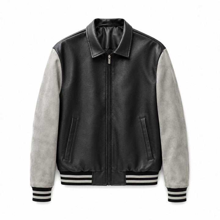 Men's Fashion Faux Leather Bomber Jacket Mune Fashion