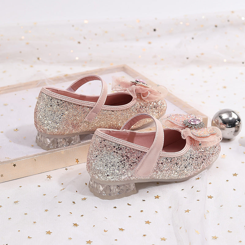 Girls Elegant Ballerinas with Bow Application and Rhinestones Mune Fashion