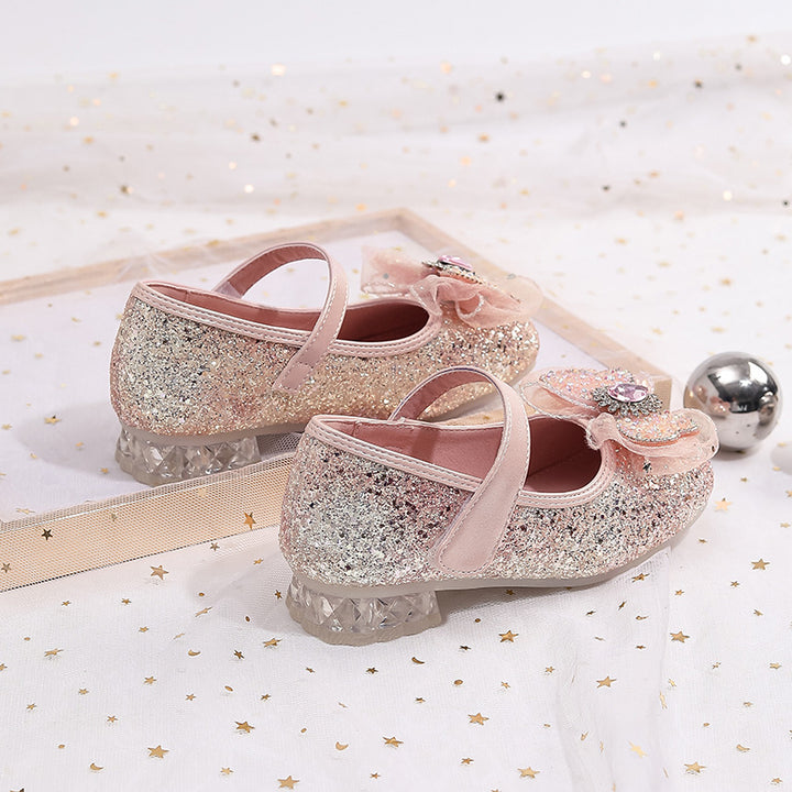 Girls Elegant Ballerinas with Bow Application and Rhinestones Mune Fashion