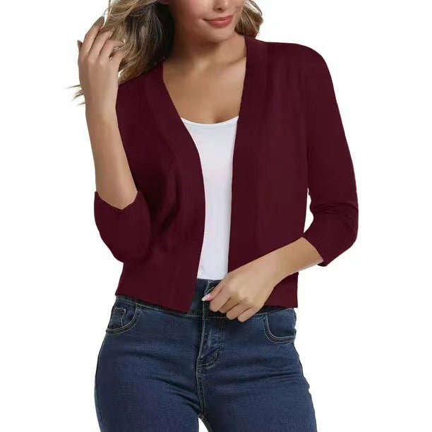 Women’s open short cardigan with three-quarter sleeves and elastic hem Mune Fashion