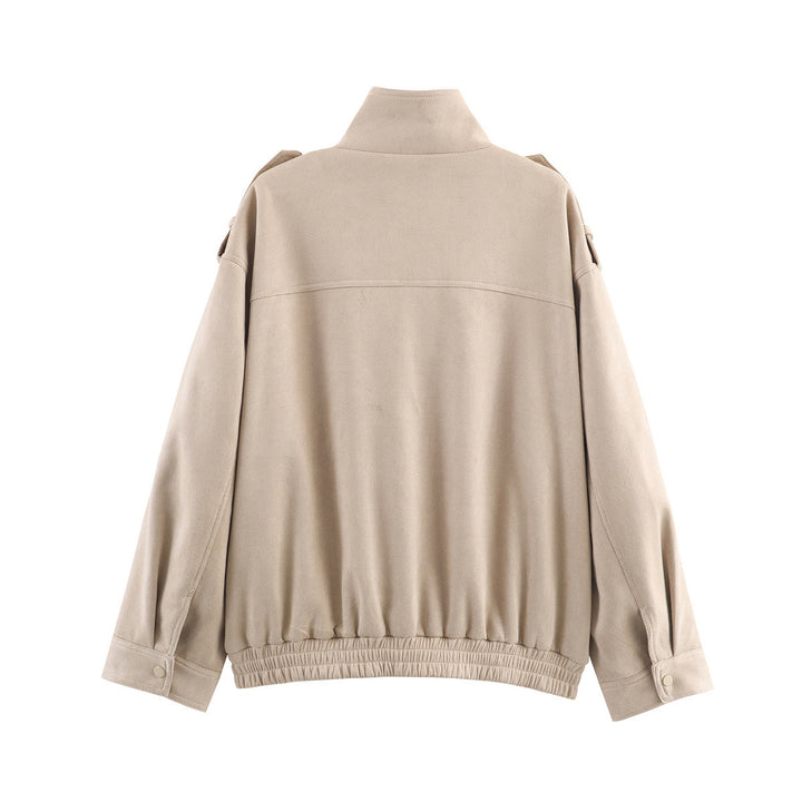 Women's utility field jacket with stand-up collar, epaulettes, and elastic hem Mune Fashion