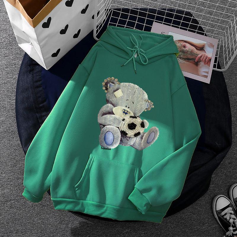Ladies cozy hoodie with teddy application, soft fleece lining and kangaroo pocket Mune Fashion