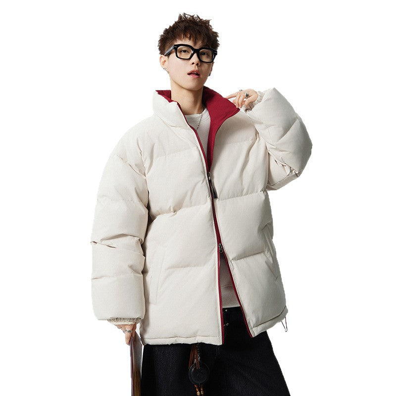 Men's Short Cut Oversized Quilted Jacket with High Collar Mune Fashion