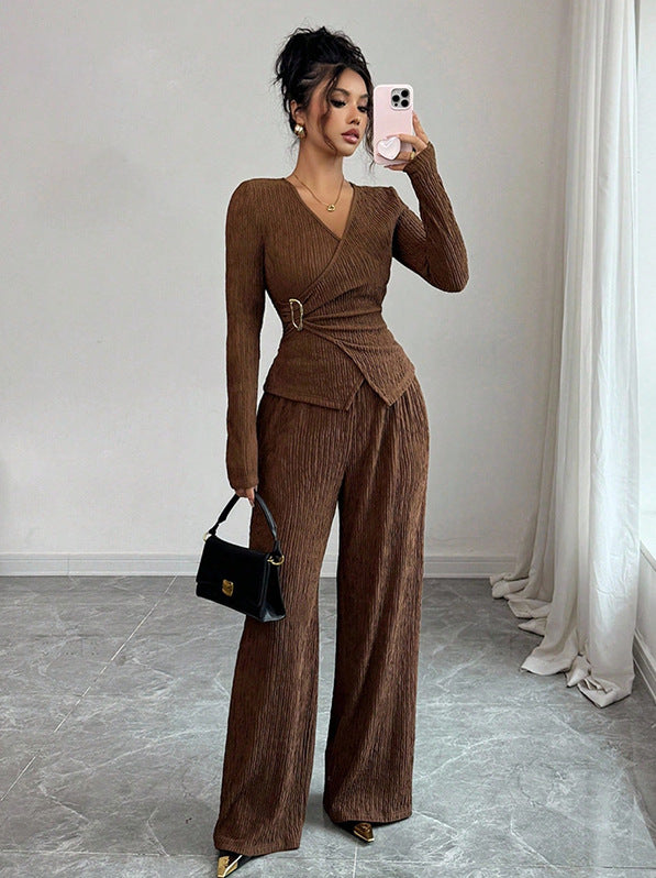 Women's Fashionable Jumpsuit with Wrap Look Mune Fashion