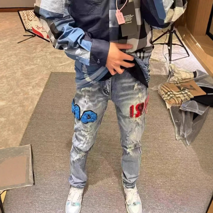 Men's Fashion Jeans with Patches and Distressed Effects Mune Fashion