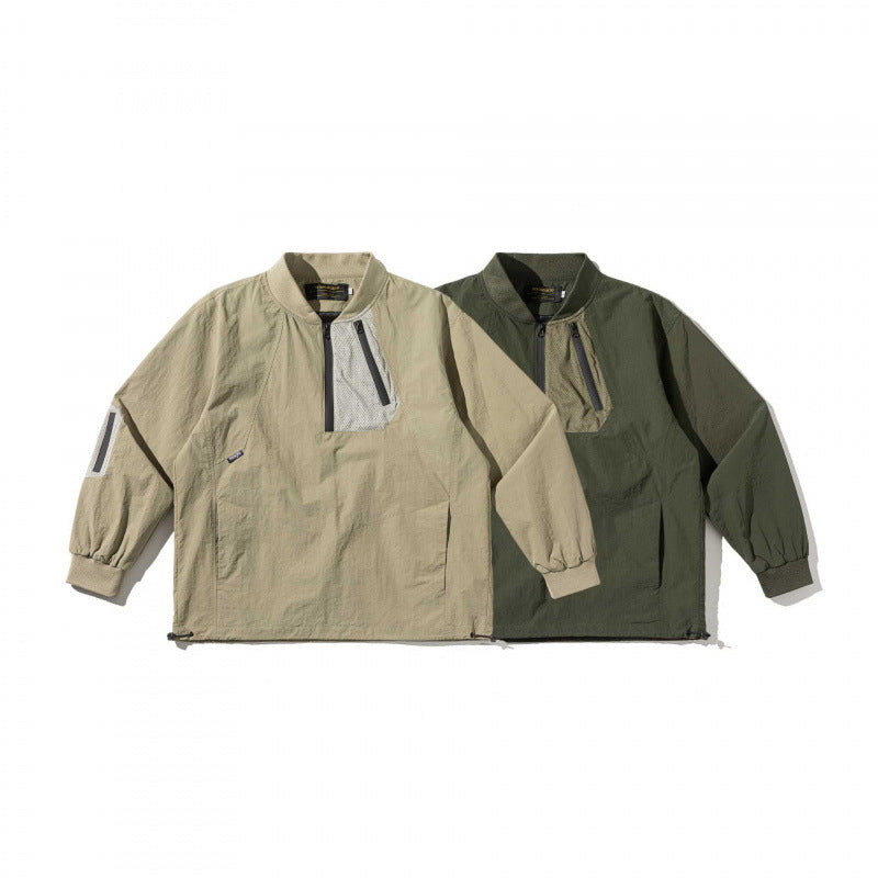 Unisex Lightweight Oversized Anorak with Half Zipper, Utility Pockets and Drawstring Hem Mune Fashion